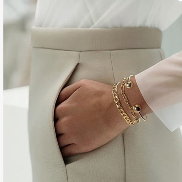 Gold Bracelets For Women Trendy Chunky Chain Bracelets Stackable Snake Chain 14K - Picture 3 of 6